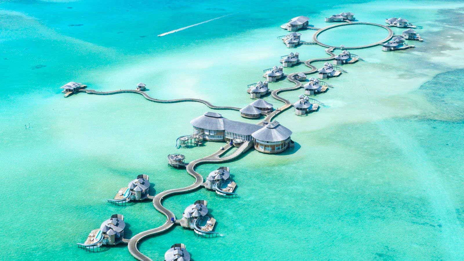 Maldives resort aerial shot