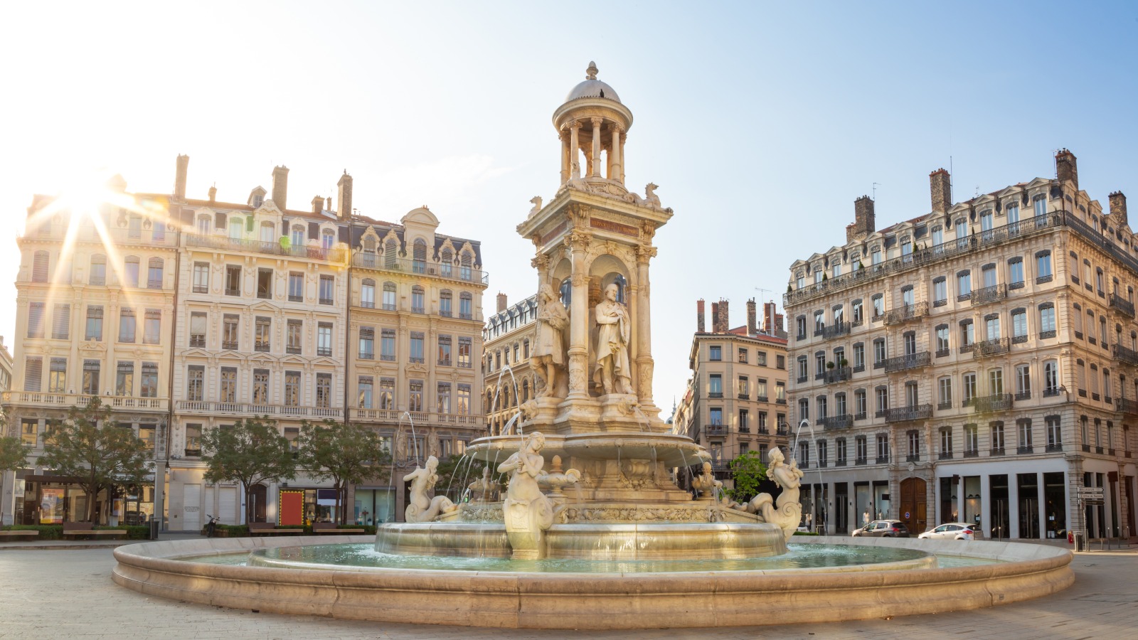 The famous fountain at 'Place de Jacobins' in the French city of Lyon.
