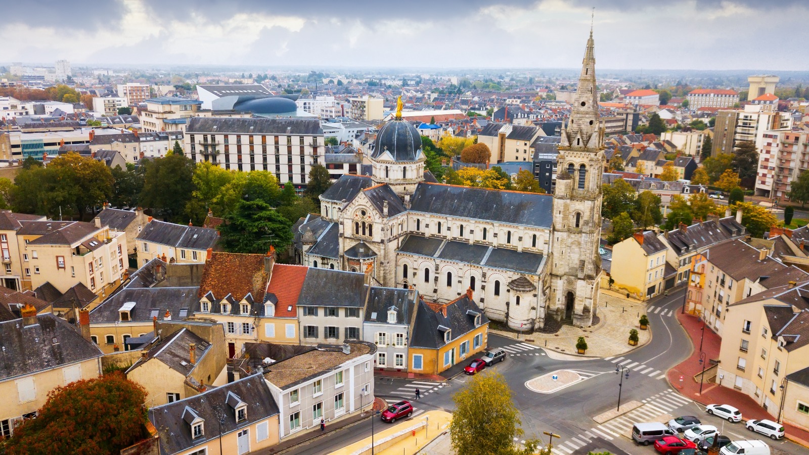 Aerial view of picturesque Chateauroux cityscape