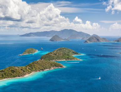 Aerial view of Lovango Cay, U.S. Virgin Islands