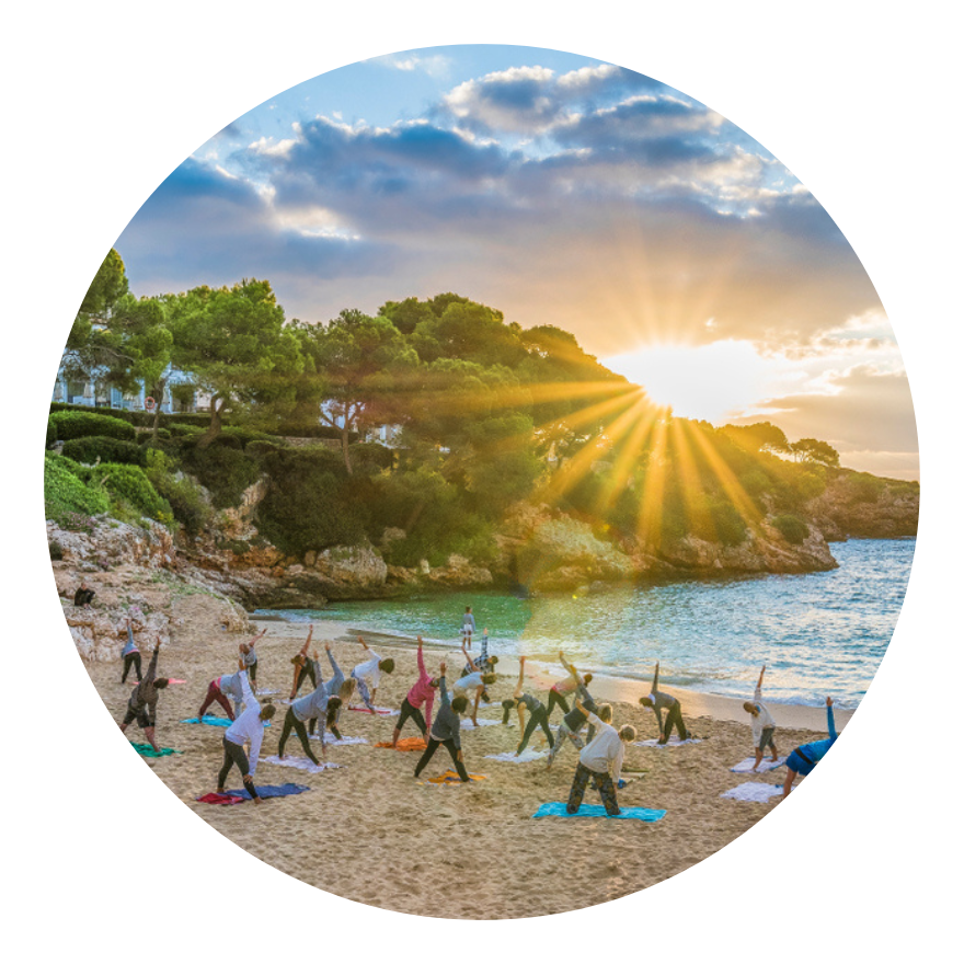 Corporate group yoga fitness actvity-  incentive travel
