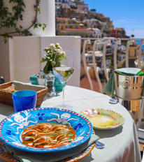 dining with the view from hotel room on italy , Amalfi-coast