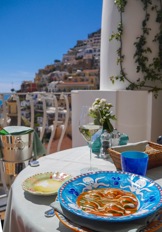 dining with the view from hotel room on italy , Amalfi-coast