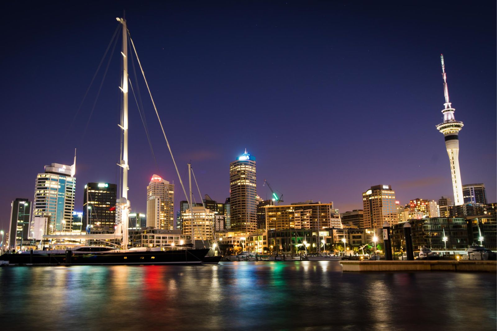 Auckland New Zealand. Night skyline