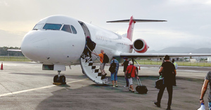 oil & gas crew travel boarding chartered aircraft