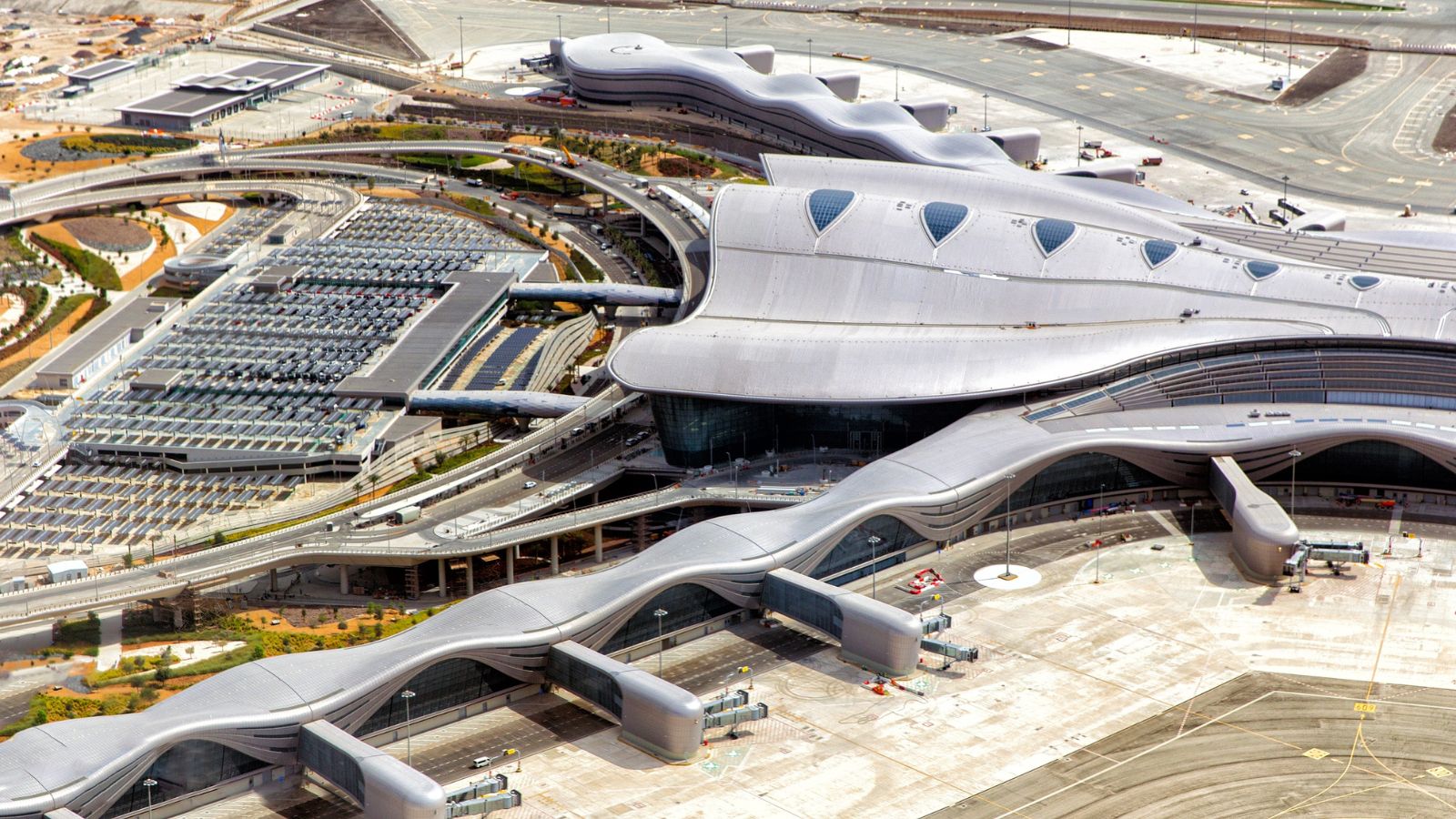 Birds eye view of Dubai International Airport