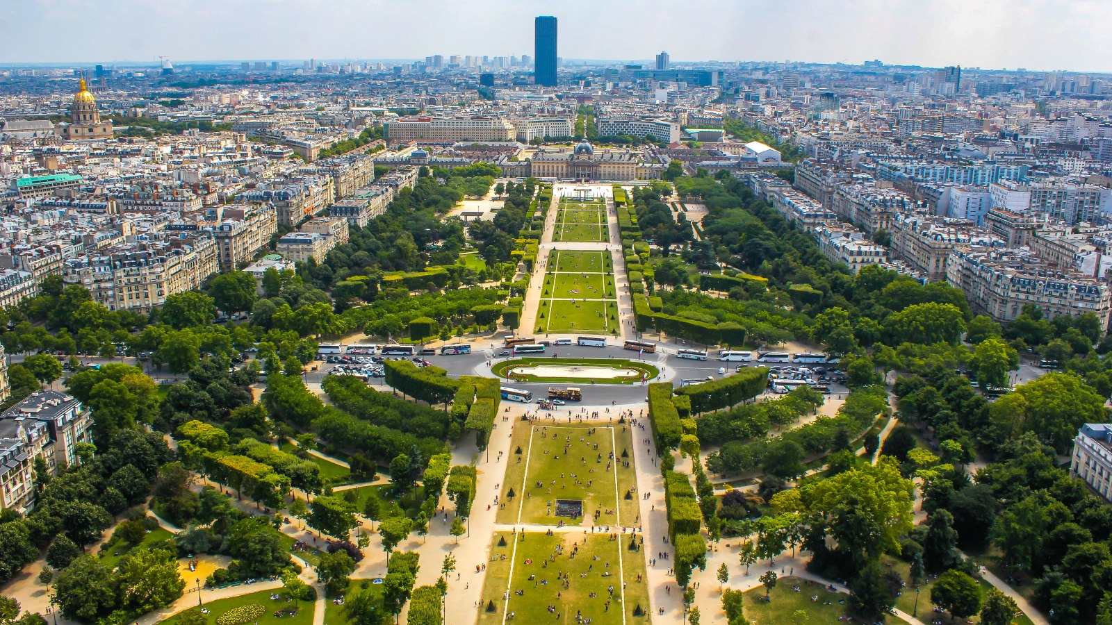 Champ de Mars view from top of eiffel tower