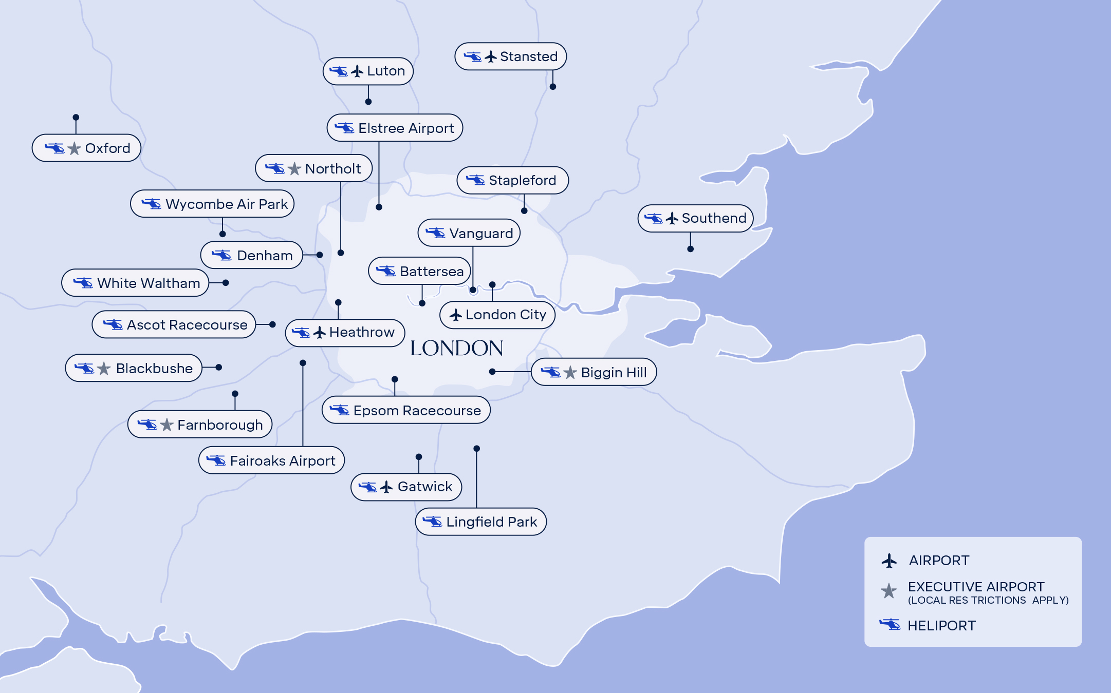 Map of London airports