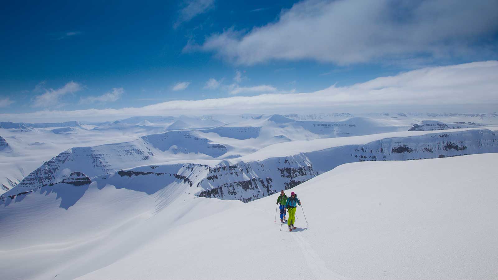 Ski touring on Troll Peninsula, Iceland